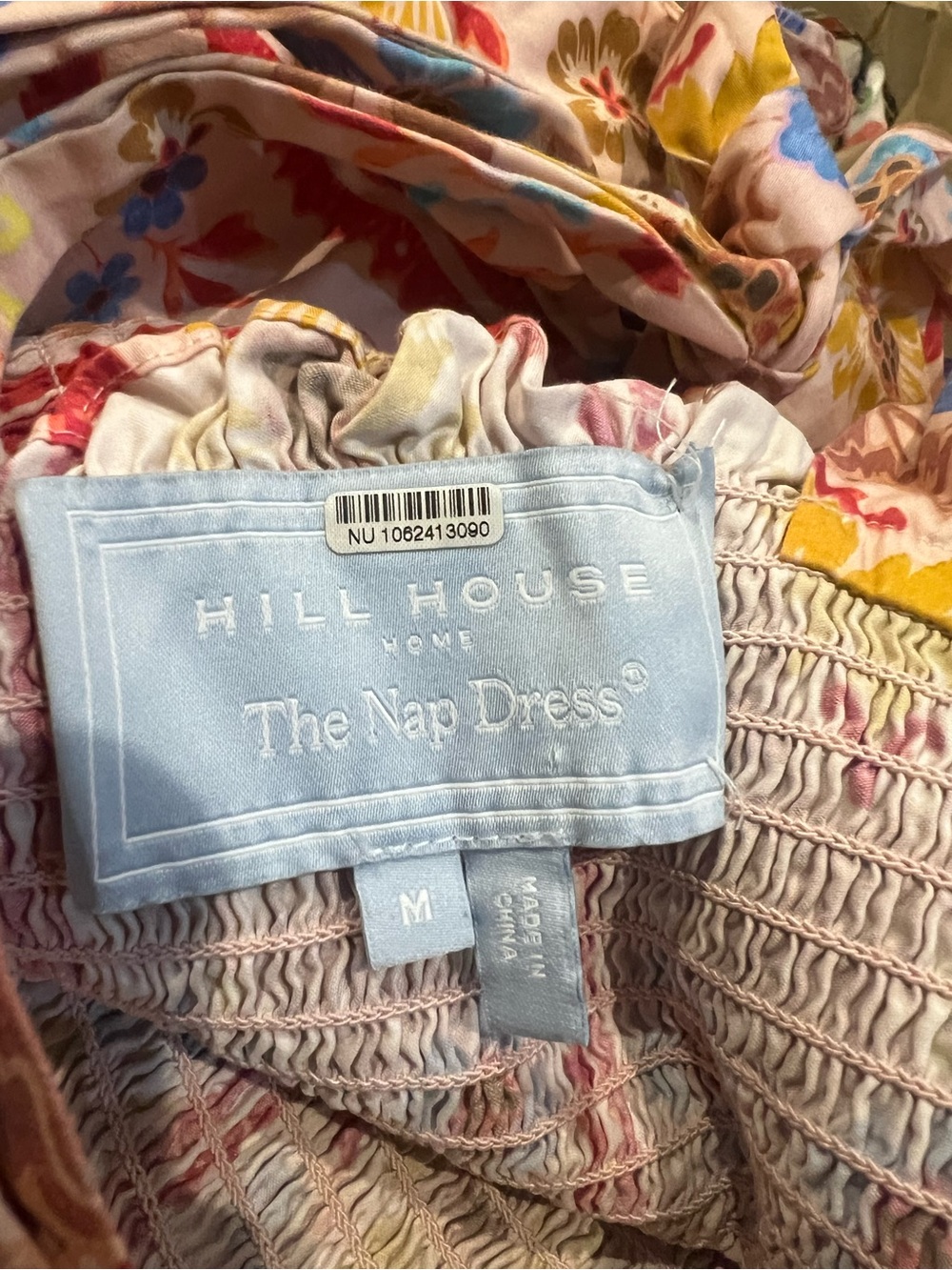 Hill House The Nap Dress Smocked Floral Tie-Shoulder Maxi Dress Size Medium - Picture 2 of 9